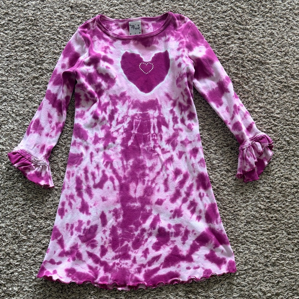 Pink Tie-Dye Kids Casual Dress